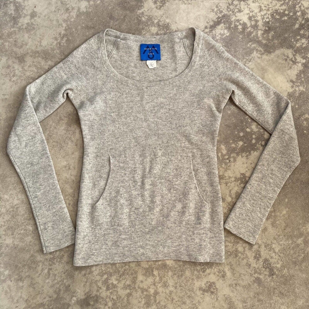 Martin + Osa Lambswool Cashmere Blend Scoopneck Sweater Gray Women Size Small